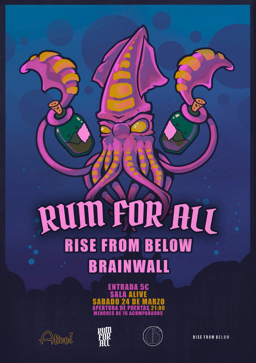 LaMusikalite's tweet photo. La gente de @RumForAllBand, con @_RiseFromBelow y #Brainwall han organizado un conciertazo emergente el 24 de Marzo en la sala #Alive de Madrid. Echadle un vistazo y siempre ¡SUPPORT YOUR LOCALS! https://t.co/l8YsGvxlU1