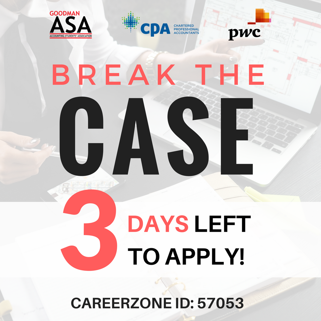 GoodmanASA's tweet photo. 3 DAYS LEFT!! Break the case are taking applicants until this Thursday. So hurry up and apply to reserve your spot in this amazing competition! https://t.co/LEIk5YCBKU