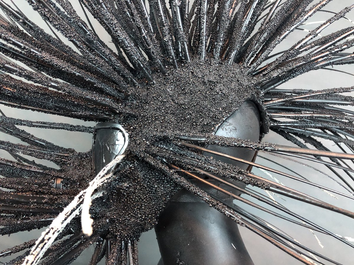 Benvbart's tweet image. Finished this gas mask this week! I love him!! Quills and rubbertech pebbles. #gasmask #rubbertech #surebonder #E6000 #artistsontwitter #artist #Installation #orlando #WinterPark #benvanbeusekom #ArtSpeaks #artistsoninstagram #Florida #sculpture #WednesdayMotivation