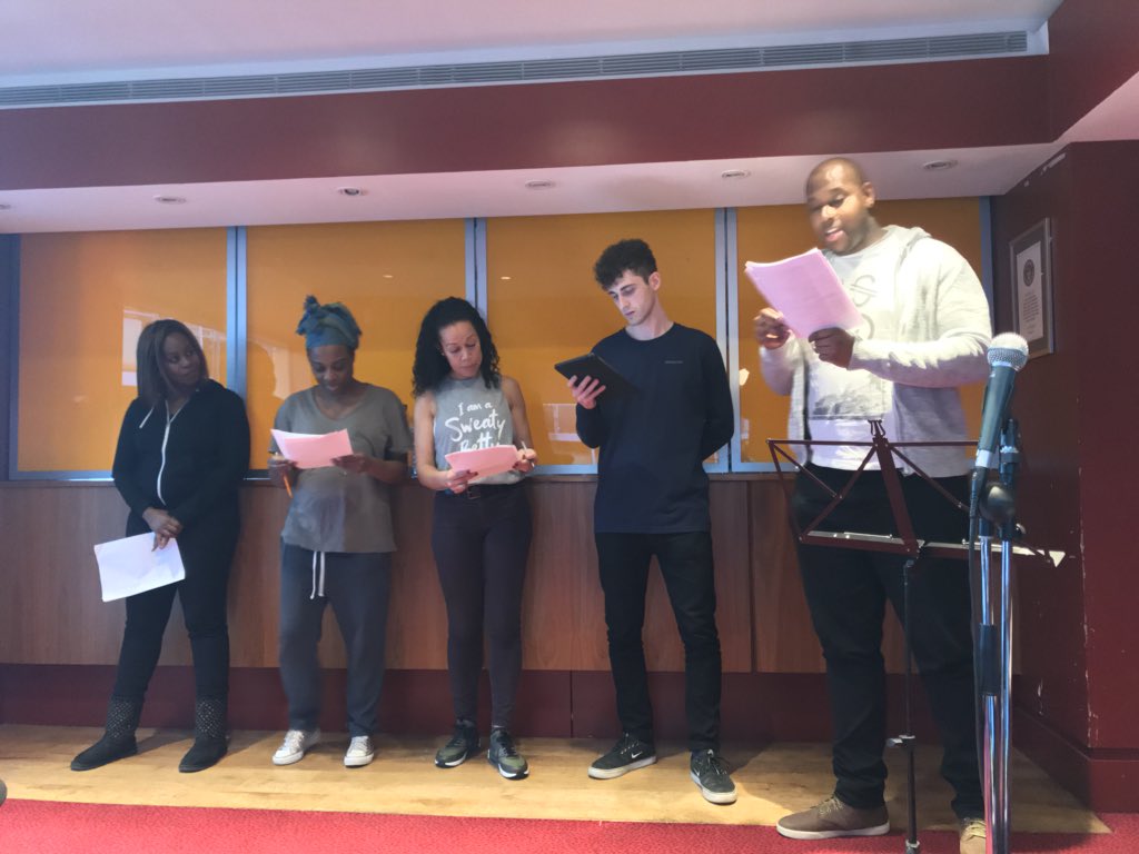 NewMTDev's tweet photo. The actors prepare Lovers Leap another #NMDC #MTLab17 new musical. You got yo tix yet? #supportnewBritishMT https://t.co/Op6sLvh1Rp
