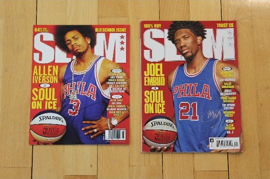 SIXERSSTRONG's tweet photo. Two autographed iconic @SLAMonline covers that could be yours. 

View these unique items and more that are part of the @sixers Youth Foundation Gala Silent Auction! 

BID HERE ➡️ https://t.co/Yo1oUBBErE https://t.co/oVFgHQkdh6