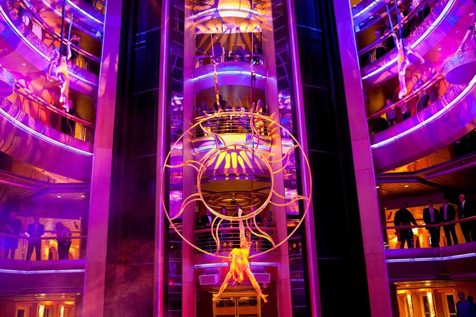 CruiseHolidayie's tweet photo. The Centrum area on #RoyalCaribbean's #VisionClass ships transforms into a wonderful entertainment space at night. If you're cruising on a Vision Class ship on your next holiday, you're in for a treat! https://t.co/K4C2xFdEA5