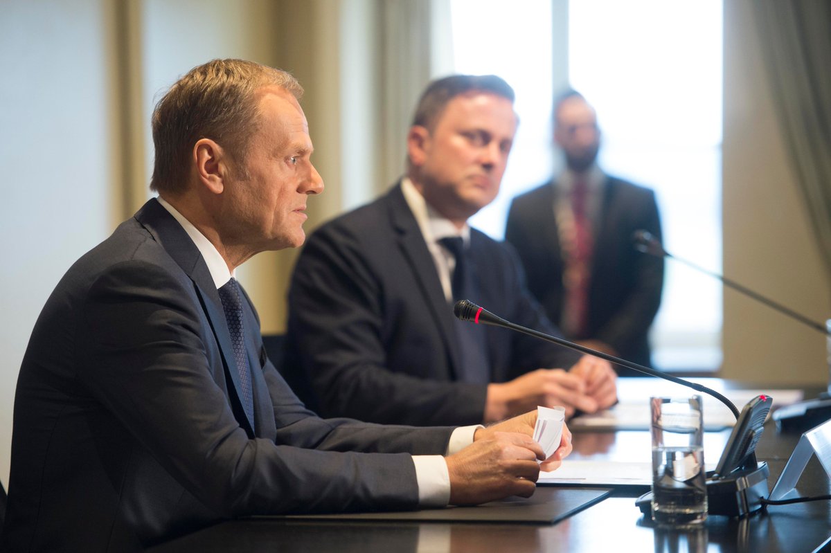eucopresident's tweet photo. My remarks today at a press conference with Prime Minister @Xavier_Bettel on the draft guidelines for the future EU-UK relationship after #Brexit:
https://t.co/nAyGMfE8Sm https://t.co/zKfB2j6VKq