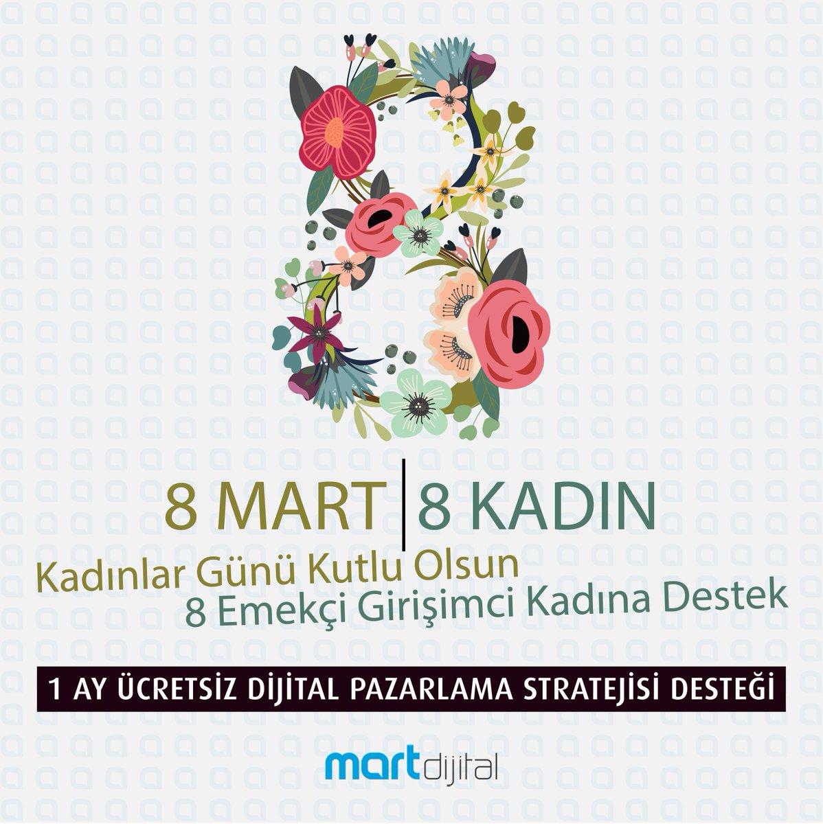 martdijital's tweet photo. 8 Mart Dünya Kadınlar Günü kutlu olsun. 
Bu vesileyle 8 #emekçi #girişimci kadına #dijitalpazarlama alanında 1 ay ücretsiz #stratejik #destek sunuyoruz.
#8mart #8martkadınlargünü #emekçikadınlar #kadın #kadıngirişimci #girisimcikadinlar #kampanya #çekiliş #hediye
detaylar https://t.co/D77vSxQZtE