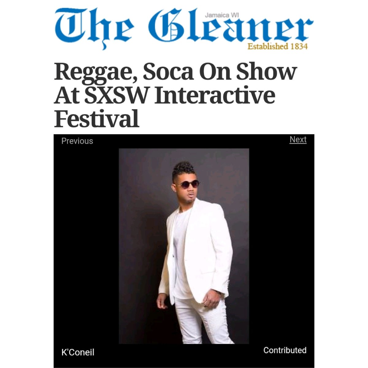 The_Malaika's tweet photo. #News @JamaicaGleaner - #Reggae, #Soca On Show At #SXSW Interactive Festival.

Scheduled to run from March 9-18, Jamaica-born reggae acts @theKConeil, #Jahmiel, #Adazeh and Trinidadian #soca star, #NailahBlackman..
 https://t.co/fyl0suGDyI https://t.co/zZoYlZKvog