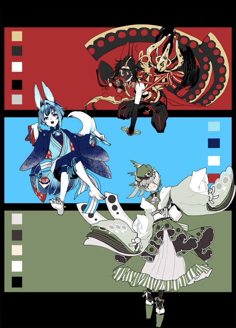#私の作品もっと沢山の人に広がれ祭り 滲み出る和服描きたい欲+ケモミミと骨は性癖です 