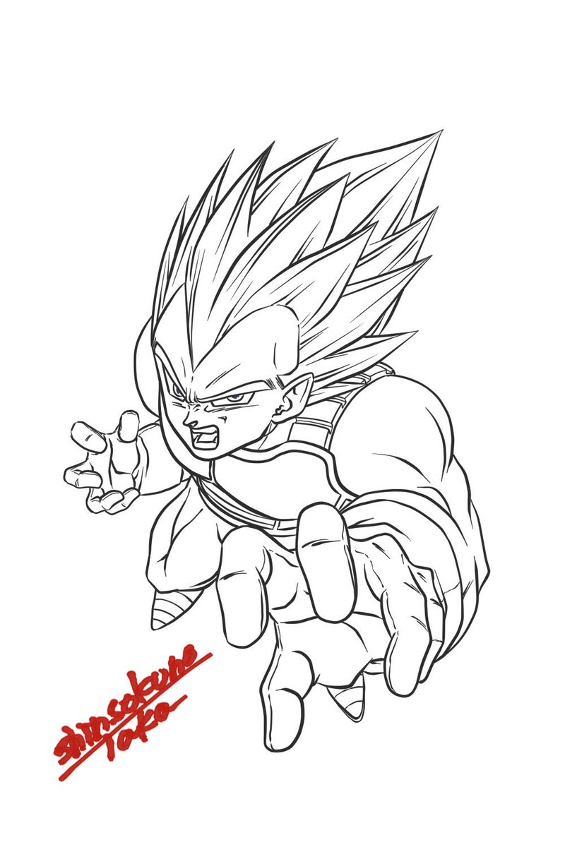 神速の鷹 ドラゴンボールイラスト ベジータ新形態 フォロワーさんが描いたベジータを自分が描いたらどうなるのか 見てみたい とのことでその方が描いたベジータのポーズで自分なりのベジータ新形態を描かせて頂きました Dragonballart