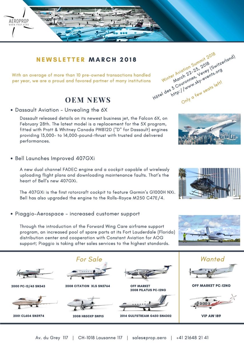 AeroProp's tweet photo. AeroProp's News March Edition

#pc12expert #propellerexpert  #aircraftsales #aircraftacquisition  #fly7 #noplainenogain #helicopterbroker  #businessaviation #luxurylifestyle #luxurylife #ownyourplane #timetofly #flyprivate https://t.co/wVkGHFZ4BX