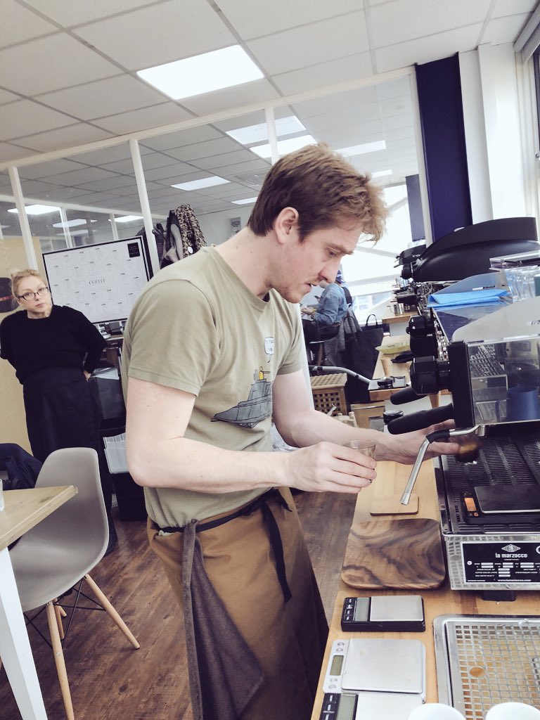 _BaristaAcademy's tweet photo. Egle and Jonathan practising for UKBC this weekend. #bariastachamp #welovethisbusiness #beanlearning https://t.co/HGGp6rUQU5