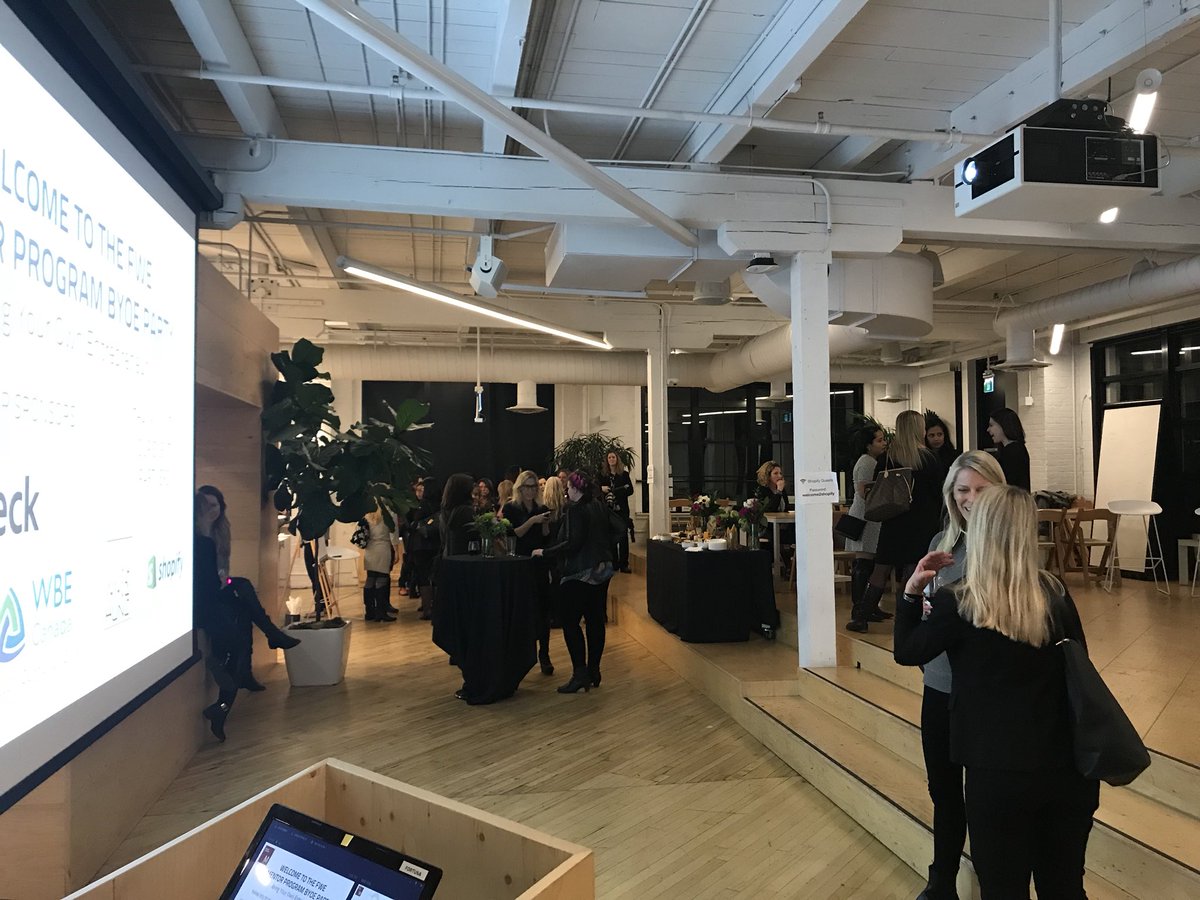 FinaeoHQ's tweet photo. Huge Congrats @FWEBC!  Last night was successful #FWEMentorProgram #BYOE Cocktail Party in #Toronto!  

Thanks to sponsors (@Shopify (hosts) @BCLC @BCgovnews @TeckResources @WBECanada) for supporting the @FWEBC community &amp; helping the spread the #mentorlove.

#mentoring #Techto https://t.co/Dd4Ewf1V9L