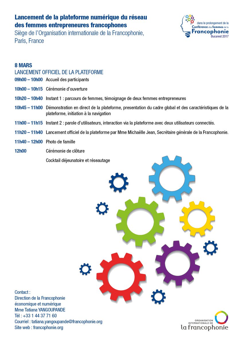 OIFrancophonie's tweet photo. 🎥 A l'occasion de la Journée internationale de la Femme, l'#OIF vous donne rendez-vous demain à 10h pour suivre en facebook live le « Lancement de la plateforme numérique du réseau des #femmes entrepreneures #francophones » 😉Rendez-vous sur : https://t.co/8VoXZgsDtv #8mars https://t.co/GEOaYvdMk3
