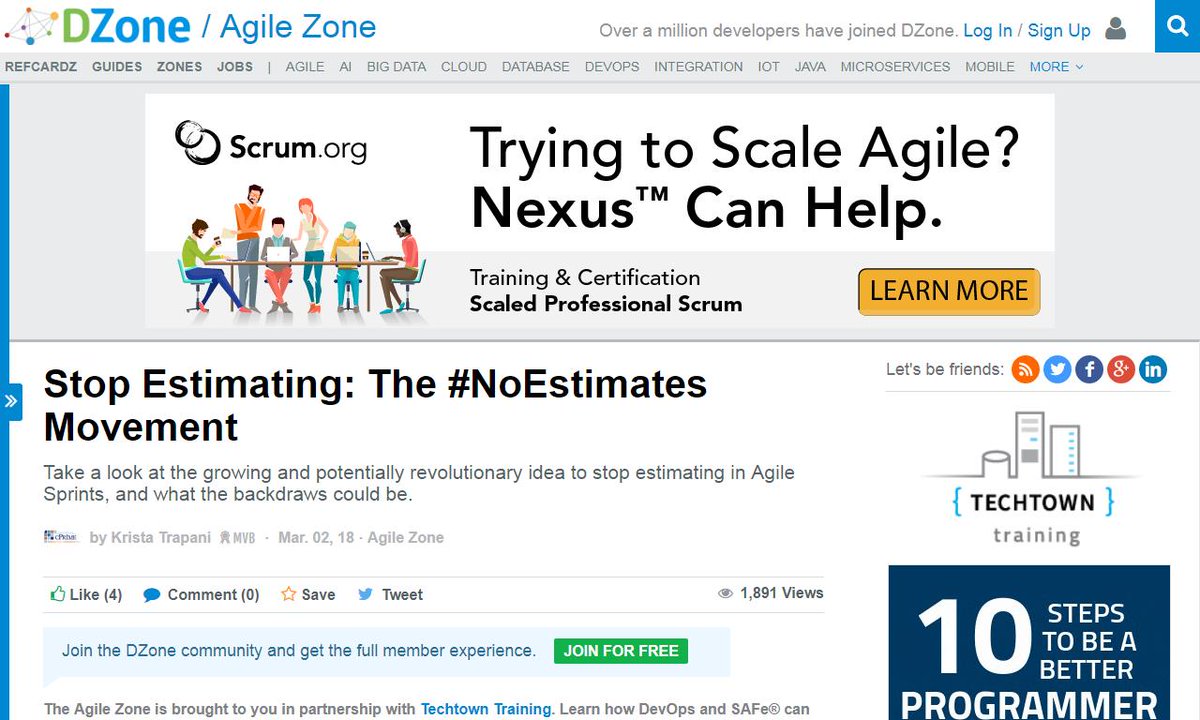 codecidedotnet's tweet photo. Stop Estimating: The #NoEstimates Movement
#management #javascript
via @DZone
☛ https://t.co/MQ8k9ySSvX https://t.co/Zkui1mXt2p
