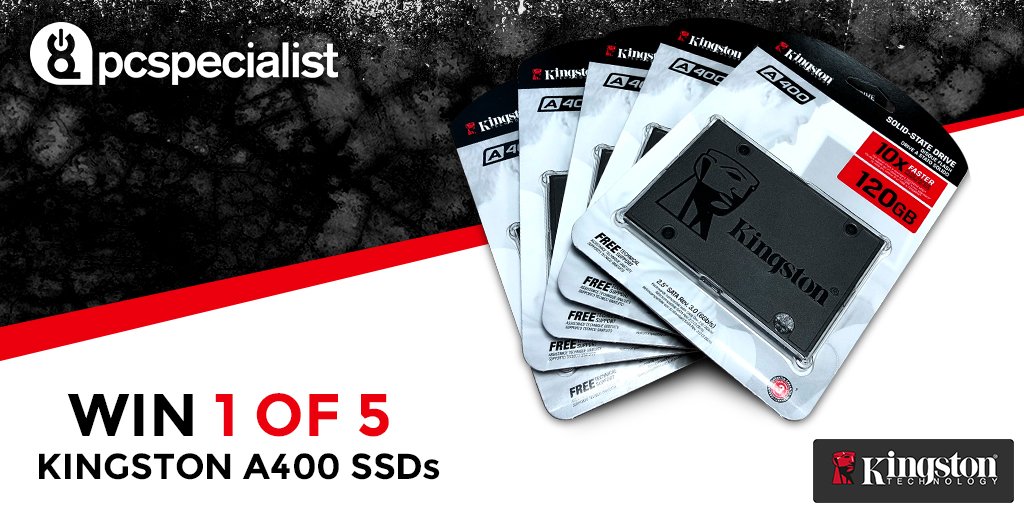 PCSpecialist's tweet image. We've teamed up with @KingstonTech to give away 5 Kingston A400 SSDs. Experience fast start-up, loading and file transfers! Enter here: bit.ly/2oYZip4