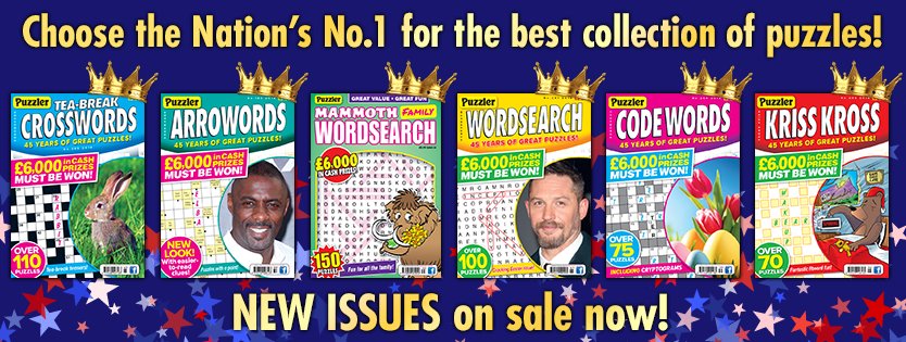 puzzler_no1's tweet photo. Brand new issues on sale now! #crossword #arrowords #wordsearch #codewords #krisskross #puzzles #BrainTraining https://t.co/zAHwlLGhVT