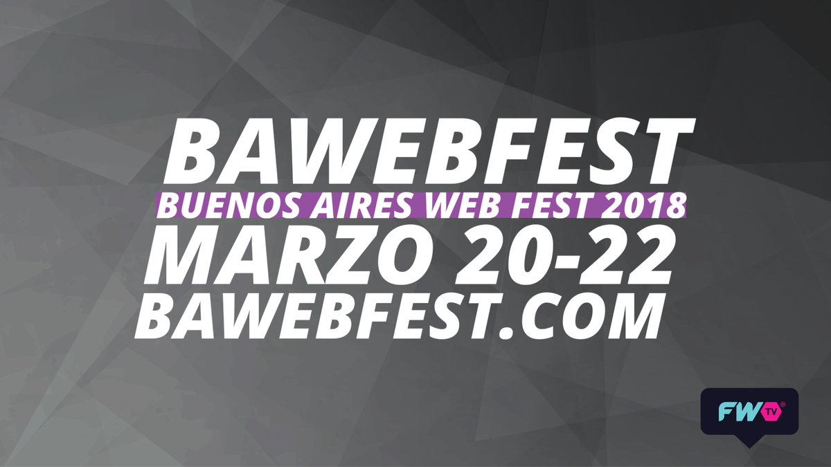 FWTV_online's tweet photo. Se viene el #BAWEBFEST2018 @BAWebFest Festival de Series Web de Buenos Aires y ya están abiertas las inscripciones!
Acreditate en: https://t.co/9oaaEQkYFx 
20, 21 y 22 de Marzo en la Universidad del Cine (Pasaje Giuffra 321)
La entrada es libre y gratuita. https://t.co/fgoomx7OVX