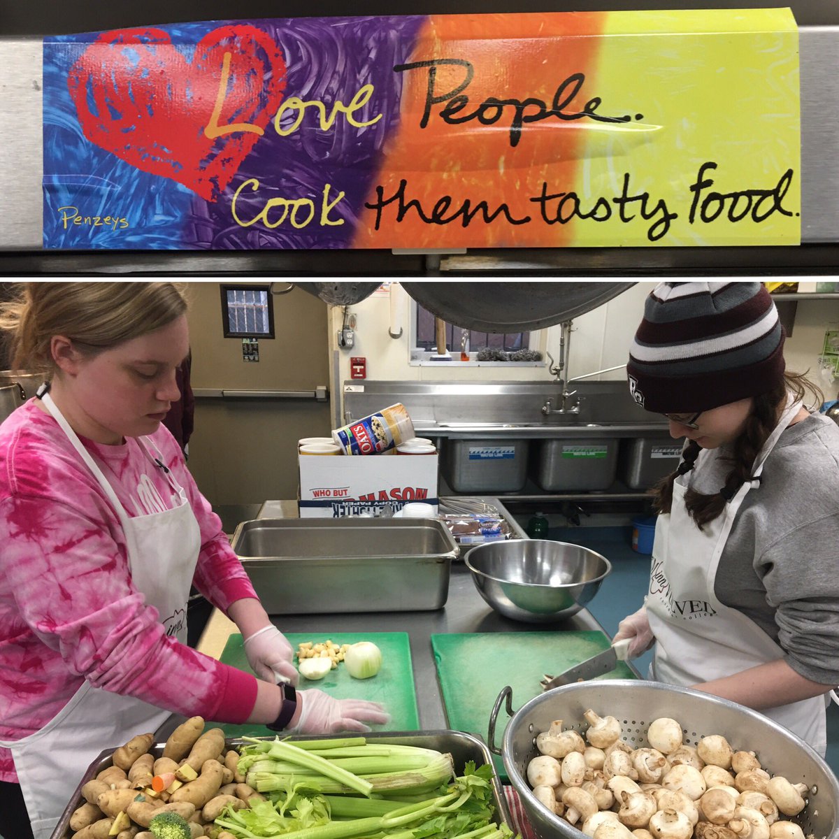 RCCampMin's tweet photo. #ASB2018 Day 3 – Other places might be closed, but not Saint Francis Inn! We're making minestrone, the perfect thing for a cold, snowy day! #WhereIsRoCo #LoveInAction #LoveLivedInService #Innvolved https://t.co/H9ByLJH0le