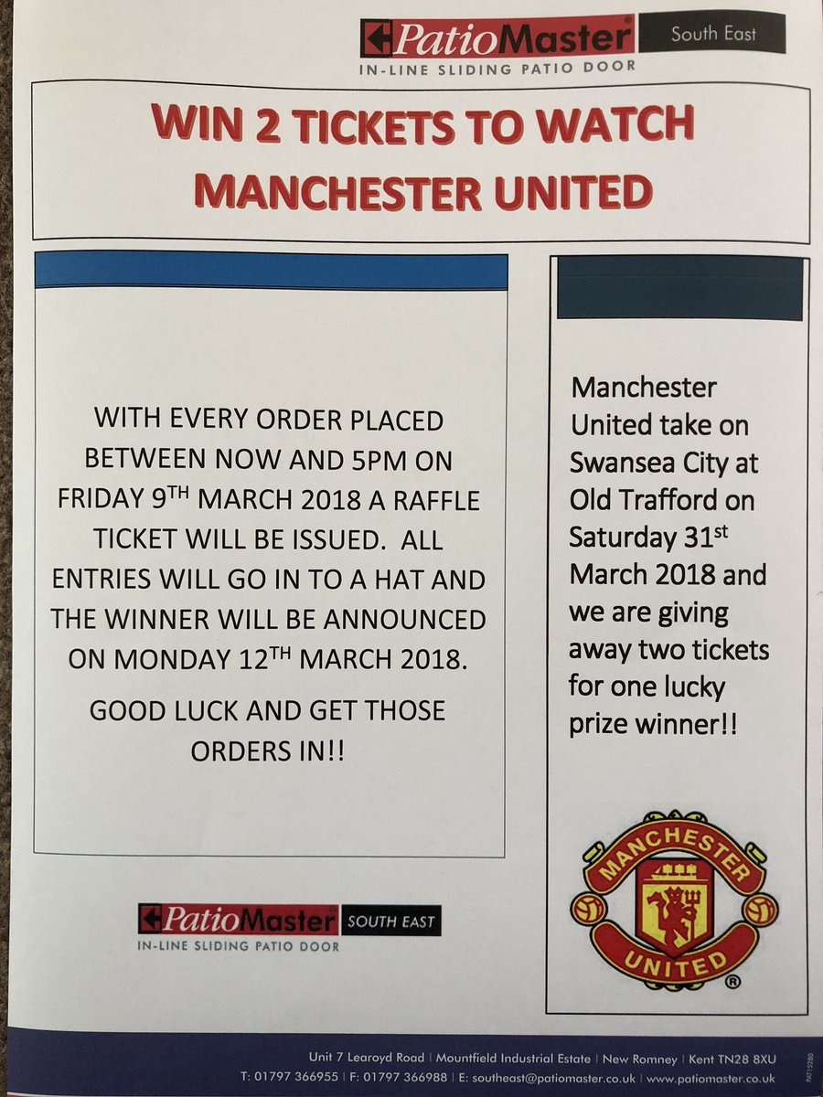 Remaining few days of our #ManUtd #tickets #competition 
Place your orders now, we will be picking a #winner at random on #Monday
