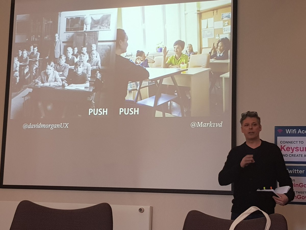 Fee90H's tweet photo. Transforming education through service design - learning hasn't changed &amp; is still v.much a push exercise, make it more of a pull action where the teachers can learn from the students! Inspiring @DavidMorganUX @Mark1vd #SDinGov https://t.co/csHS0LBqNO
