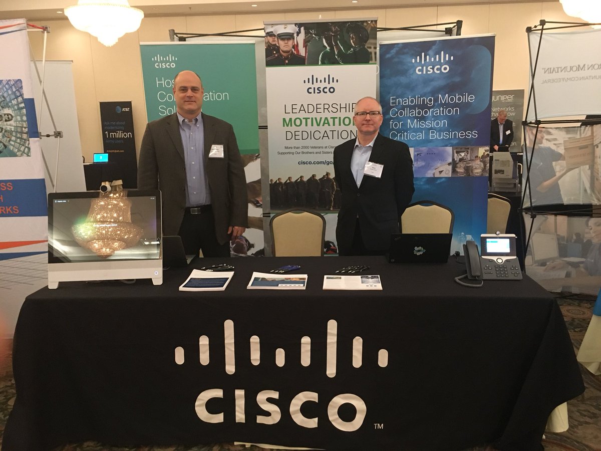 GusMendiola's tweet image. At the Army Signal Conference this week!  I’ve had a chance to catch up with fellow signaleers from my entire career.  Showing off our Hosted Collaboration Solutions!  #CiscoHCS