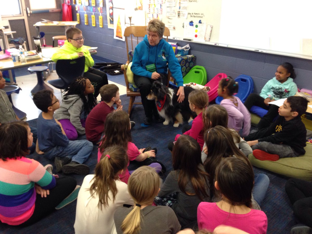 gshillard's tweet photo. Working dog Wednesday! Look who came in for March is reading month...Super Dooper Cooper! https://t.co/AQ67FsXRy8