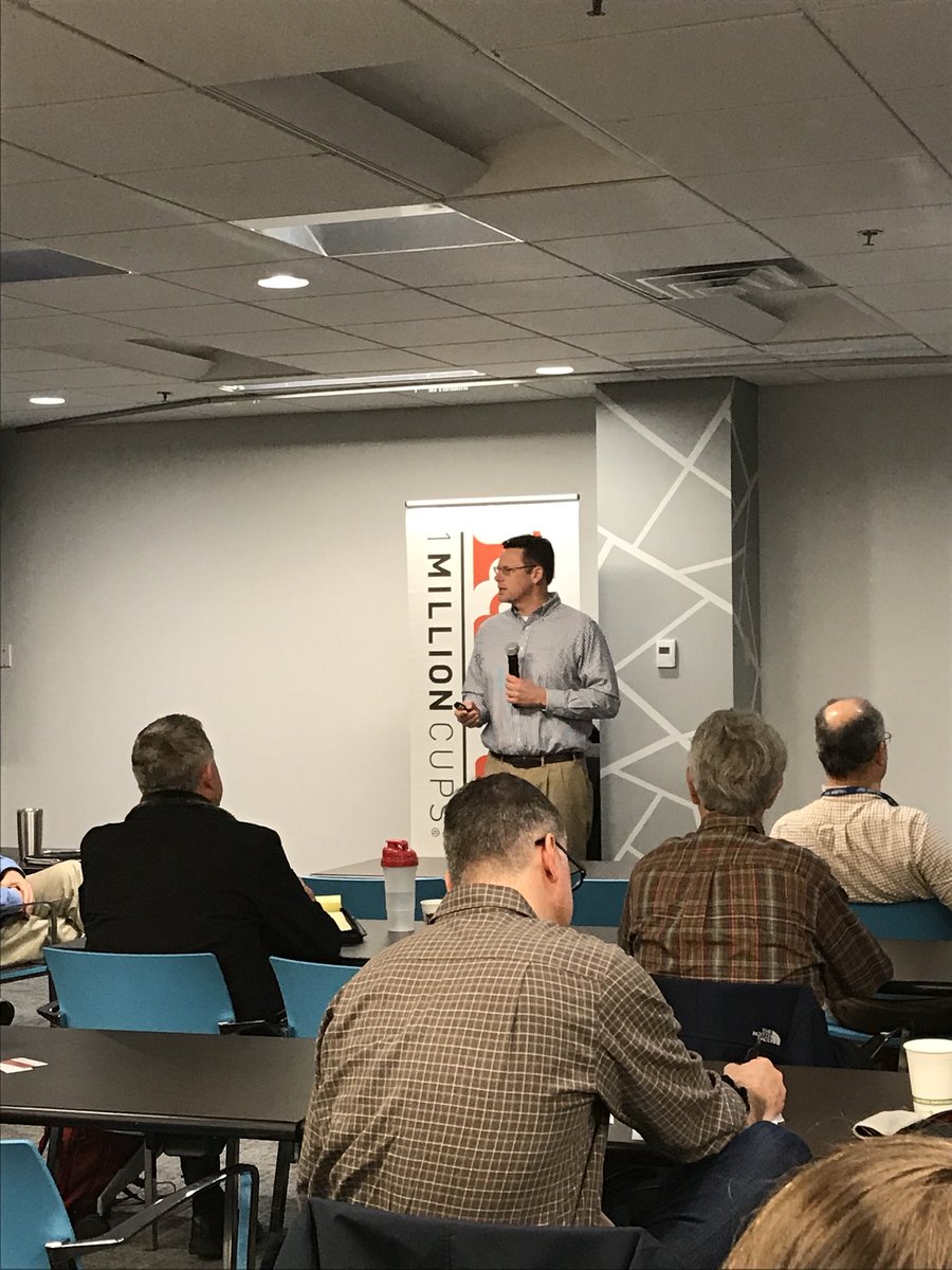 ncstateORC's tweet photo. #NCState #startup @NIRvanaScience CEO Russell Thomas explains Nirvana’s dye technology &amp; path to #commercialization at @1MillionCupsRTP https://t.co/qmzdHLCJIH