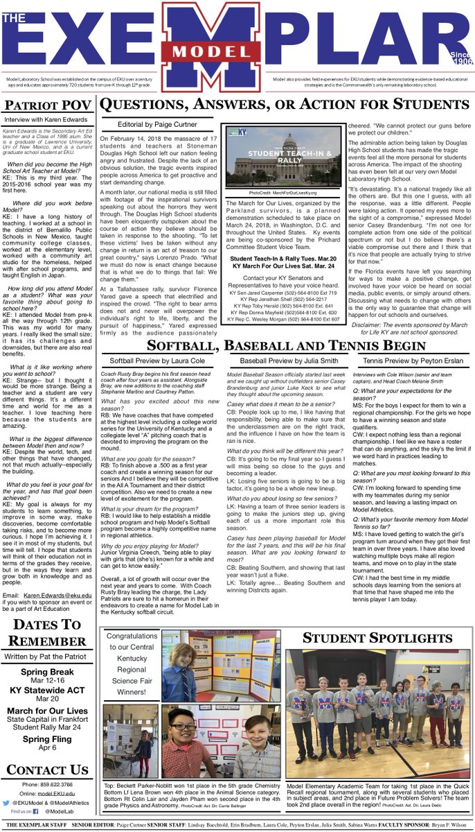 bfwclassroom's tweet photo. If you missed the Wed Mar 7 edition of the @RichmondRnews Here's a copy of #TheExemplar Mar Edition for #NewspapersInEducation https://t.co/8ypkH3JJaU