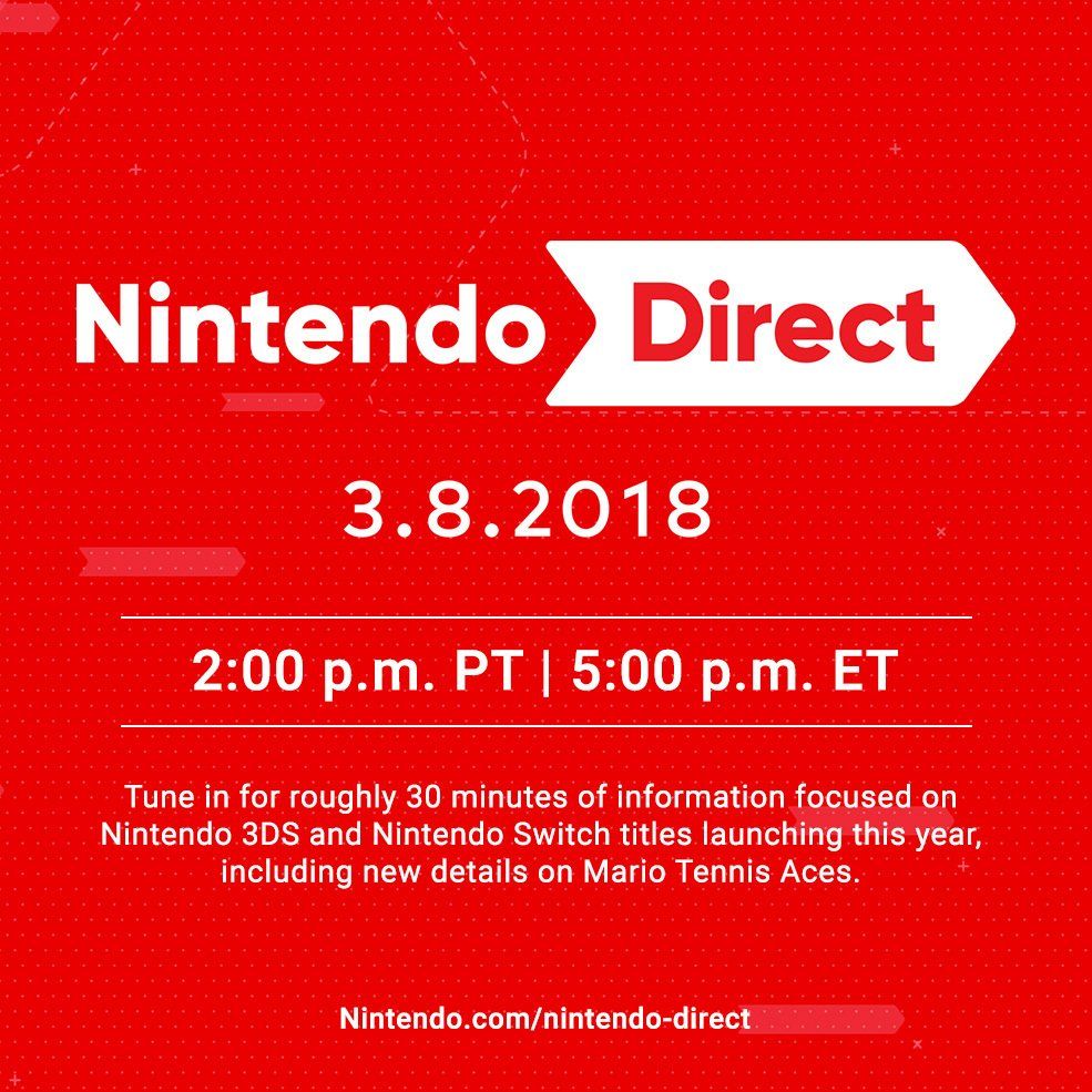 gameoverdigital's tweet photo. Nintendo Direct para mañana 8 de marzo, enfocado en Nintendo Switch y 3DS! https://t.co/ZVXmSCEPz4