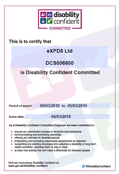 eXPD8_fm's tweet photo. It's official, we're proud to announce we are a Disability Confident Committed employer offering a fully inclusive recruitment process. #DisabilityConfident @JCPinBristol #disabilityawareness https://t.co/pkZxxuJksL