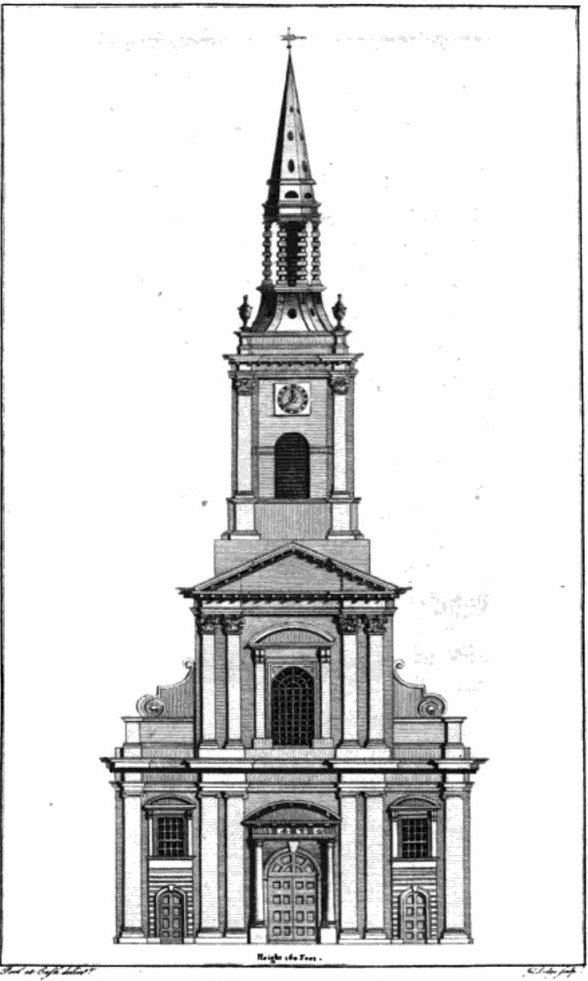 DublinWalkGuide's tweet image. Originally Werburgh's had a steeple (two versions actually).  British authorities were suspicious of the tower as it overlooked their seat of power in Dublin castle, so between 1810 and 1836 it was removed. It can be seen in the centre of Malton's print of the Castle.