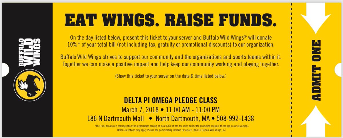 DeltaPiOmegaUMD's tweet photo. come support our Alpha Delta Pledge class at their Buffalo Wild Wings fundraiser tonight! be sure to show your server the flyer! https://t.co/BQxTcATaWO