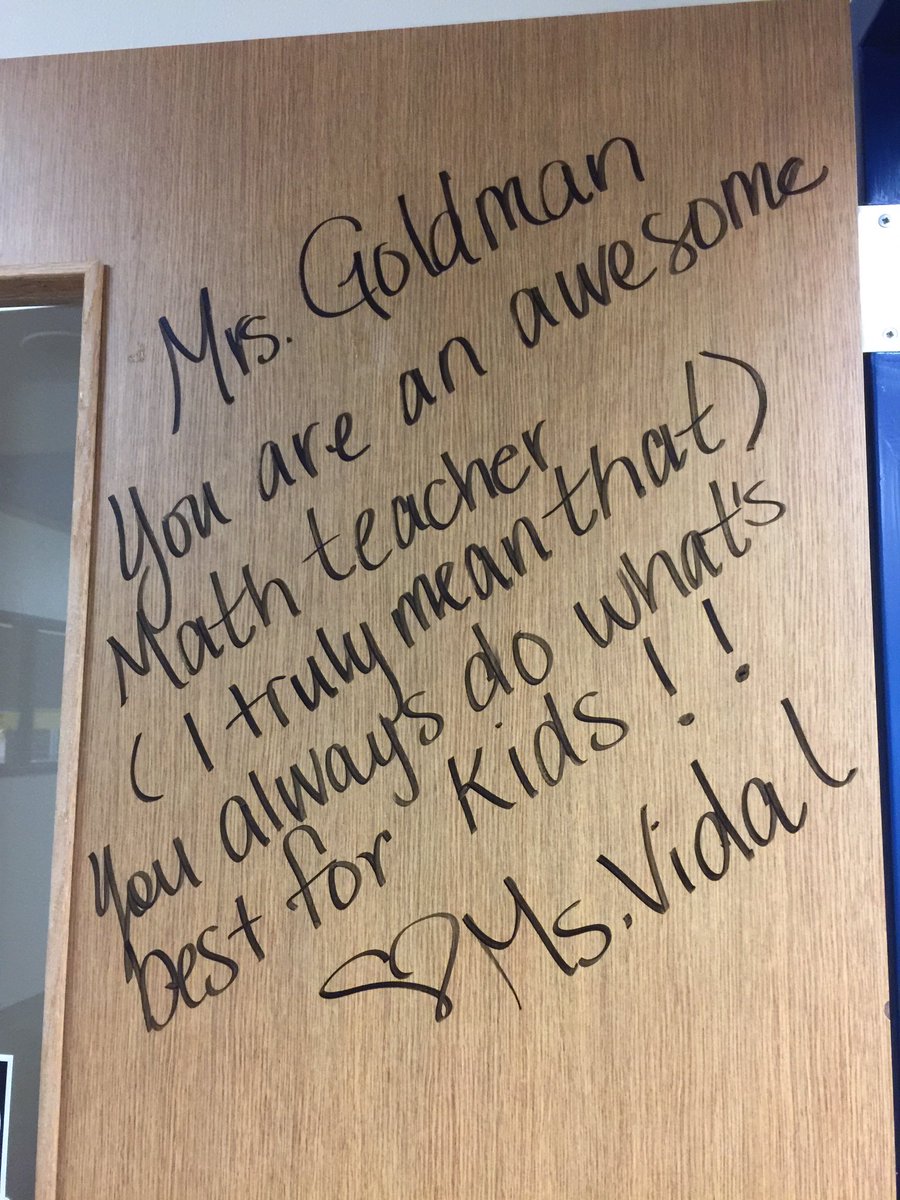 Nothing like a sweet note on your door to make your Wednesday special! Back atcha- @knightsrock3 You're a rockstar teacher!