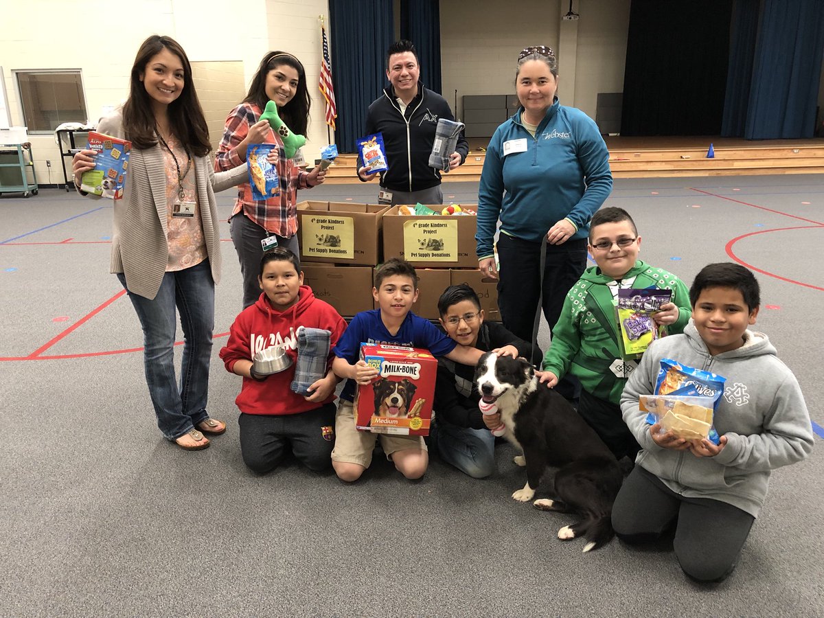 mcwhirterelem's tweet image. Our fourth graders put their core value, citizenship to practice by spreading the love to our local Webster Animal Control. Astronauts collected food, fleece blankets, pet treats, and toys for these sweet animals. #corevaluesinaction #caring #charactercounts
