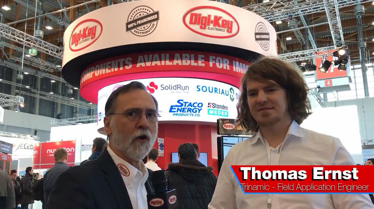 digikey's tweet photo. Randall R interviews Thomas Ernst from Trinamic at #EmbeddedWorld2018 #ew18 @Trinamic_MC https://t.co/Mkvj22ijxM https://t.co/KVWnoV30mo