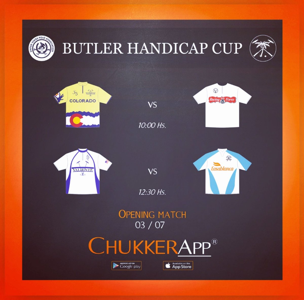 ChukkerApp's tweet photo. #today #openingmatches #butlerhandicap @intlpoloclub @PoloAssociation .
↘️ Get instant #livescores with your #poloapp📲, @ChukkerApp.
#polo #florida #Horses https://t.co/JQR6kSBA9f