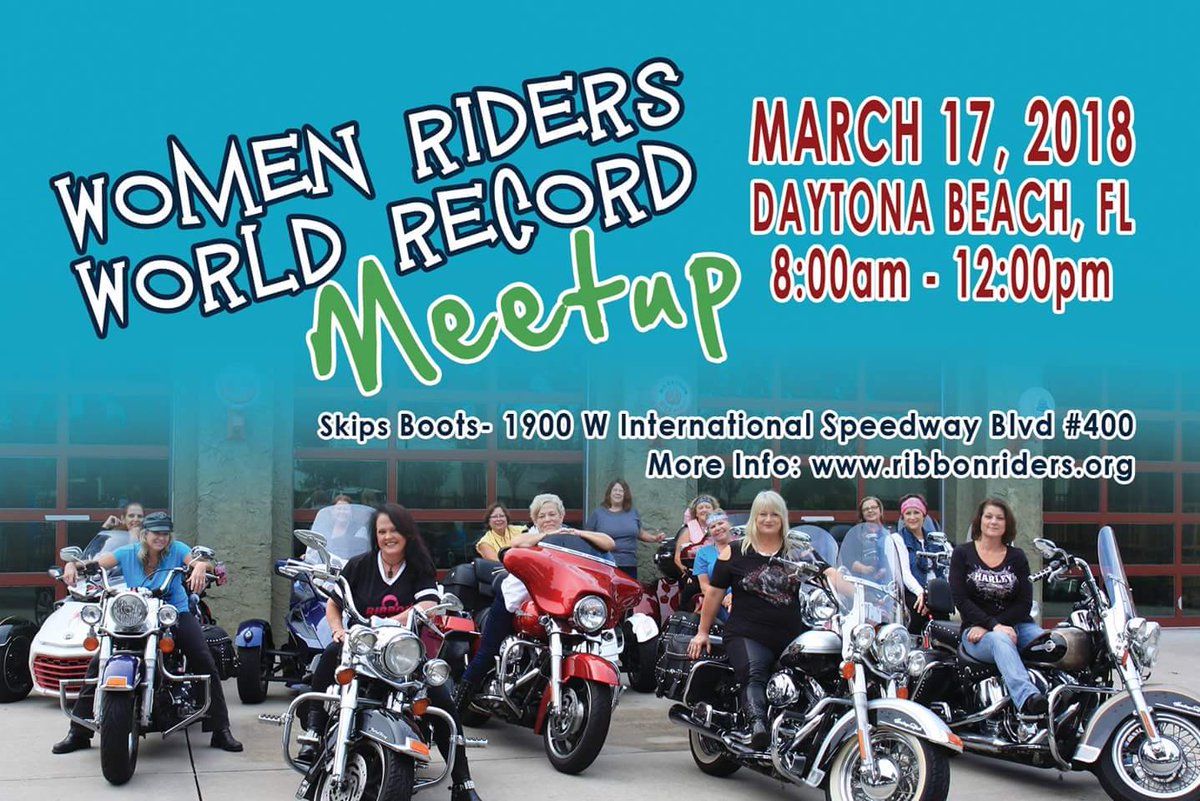 BikersWelcomeUS's tweet photo. Don't miss it!
Women Riders World Record Meetup March 17, 2018 at #daytonabikeweek  8AM-12PM at Skips Boots parking lot (across from Intl Speedway racetrack) &amp; more activities after https://t.co/T2tpyZtFSs https://t.co/Ab78DgdcxX