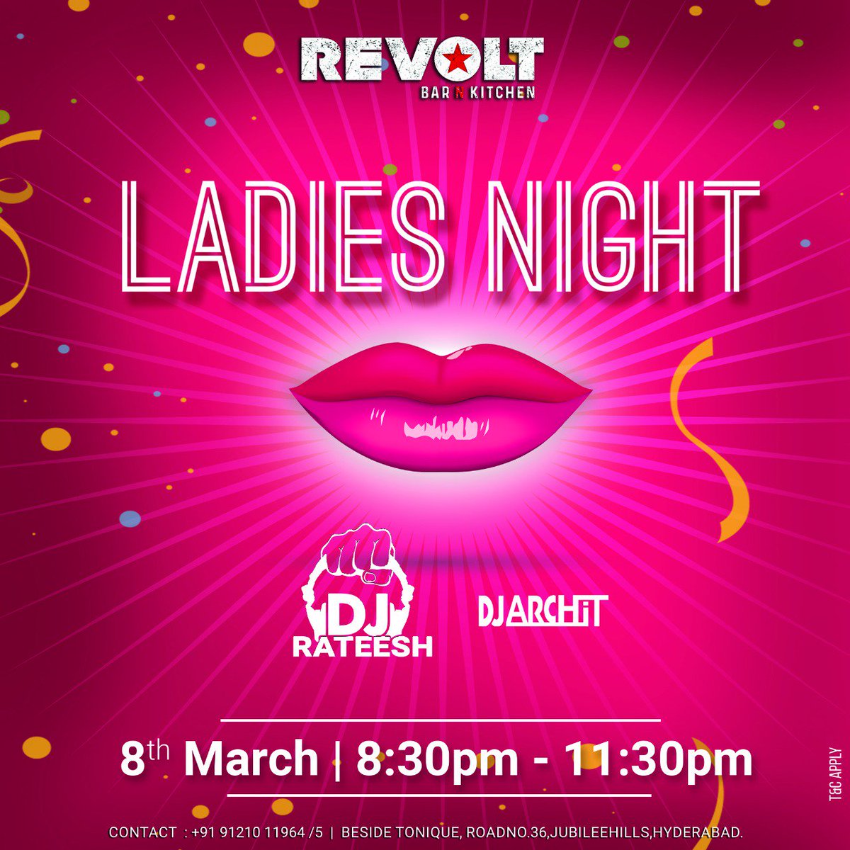 saibandreddi's tweet photo. All the Ladies out there💃! Celebrate #WomensDay @RevoltBnK
to thank all the women in the world with complementary Drinks on the house
Don't For to get your girl gang
#Internationalwomensday 💃#LadiesNight #Music #Friends #Cocktails #FreeDrinks #Dance #Girls #Revolt #BarNKitchen https://t.co/yymoWmzL4F
