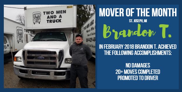 Congratulations to our St. Joseph Mover of the Month, Brandon T. His favorite Core Value is #Integrity because he believes in doing the right thing every time!