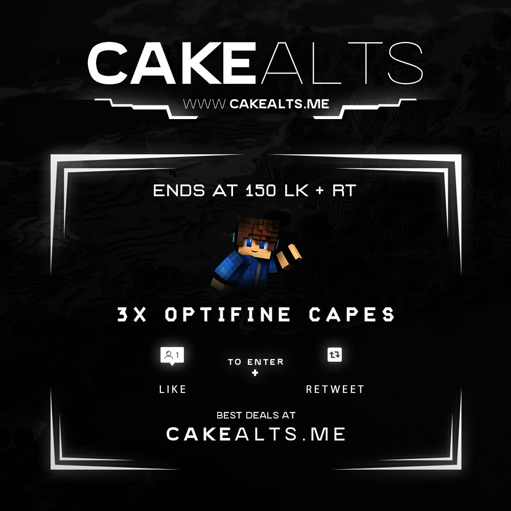 CakeAlts on Twitter "🚀 FAST GIVEAWAY! 🚀 3x Winners 3x Optifine