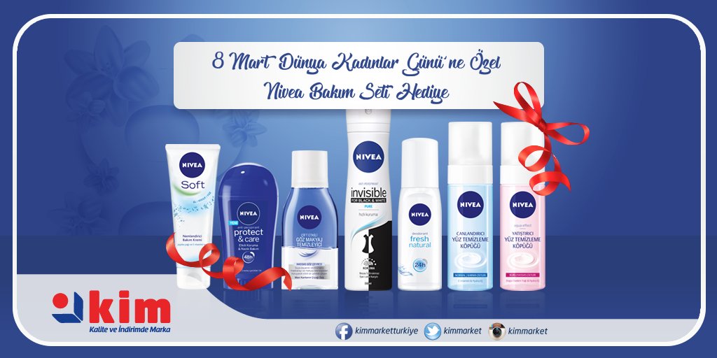 En güzel kadın.. Gülümseyen kadındır. 🌸💓🌺
8 Mart Dünya Kadınlar Günü'ne özel 10 kişiye Nivea Bakım seti Kim'den hediye.
Sende hayatındaki değerli kadınları yorumda etiketle, Nivea Bakım Seti kazanacak 10 kadından biri olma fırsatını kaçırma!