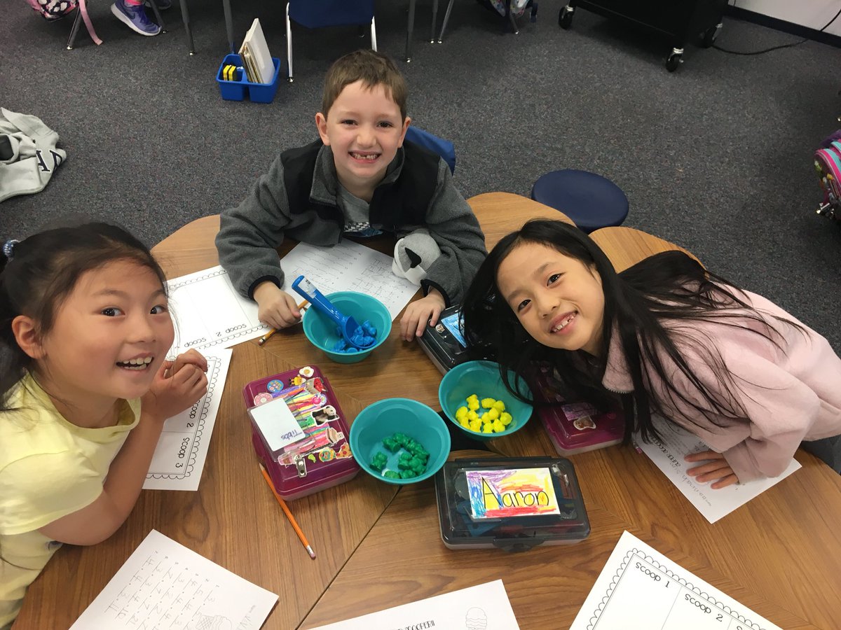 Super scooping to practice 3 addends! #creechpride