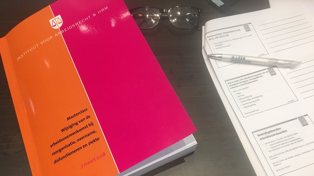 mrAldenkamp's tweet photo. Masterclass wijziging van de arbeidsovereenkomst bij reorganisatie, overname, disfunctioneren en ziekte #arbeidsrecht #kapernooijen #eenzijdig wijzigen #harmoniseren #disfunctioneren #ziekte #overgang van onderneming https://t.co/zQr8k2F4th