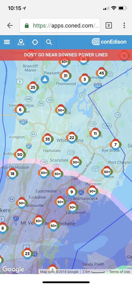 VikPanda's tweet photo. @ConEdison Your website says the vast majority have had power restored. However the map indicates otherwise. #conedfail https://t.co/G1wQ1tR70L