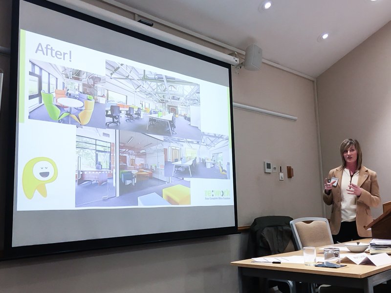 BNIAcclaim's tweet photo. Fantastic presentation from Jenna @ReworkFurniture this morning if you need used or new office furniture ReWork are the go to company. #officefurniture https://t.co/QOgsSnNrfK