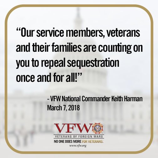 VFWHQ's tweet photo. Congress must end sequestration! #VFWDC2018 #VFWTestimony https://t.co/tREZdcue8j