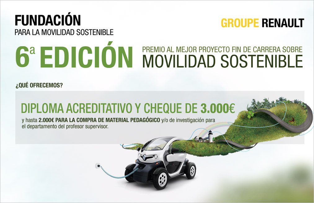 Vipservyp2010's tweet photo. La fundación @Groupe_Renault convoca la VI edición de los premios a la mejor práctica y proyecto de final de carrera de #MovilidadSostenible y accesible. 🛵🔌🌍

https://t.co/bQRJtVPkyo https://t.co/CarLZ56yUp