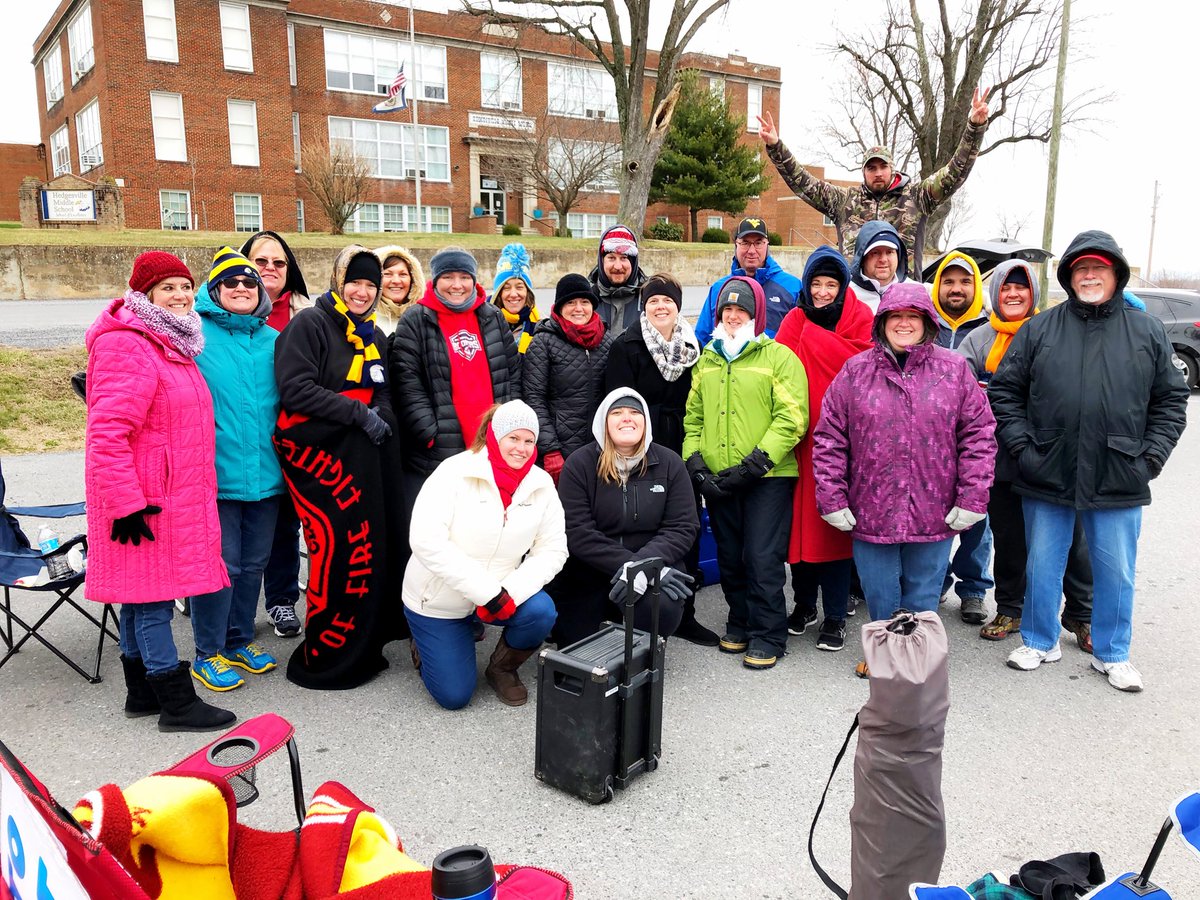 AMTryon's tweet photo. HMS Faculty and staff at the end of the work stoppage. We love public education and are happy to be back in school today. #Red4EdBCS #HMSEaglesSS https://t.co/ofGHfxwXuc