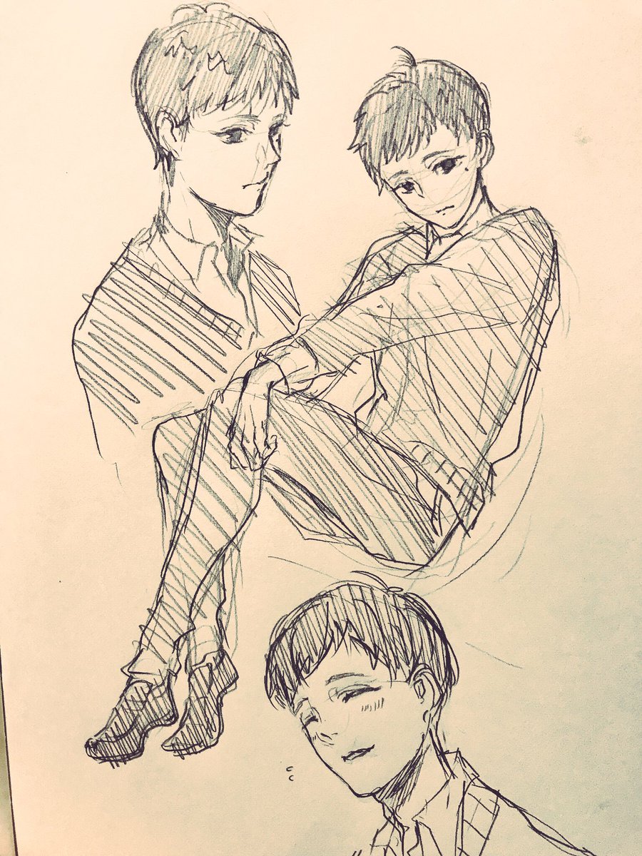 一番最初に描いた落書き時点の三倉と庭村 