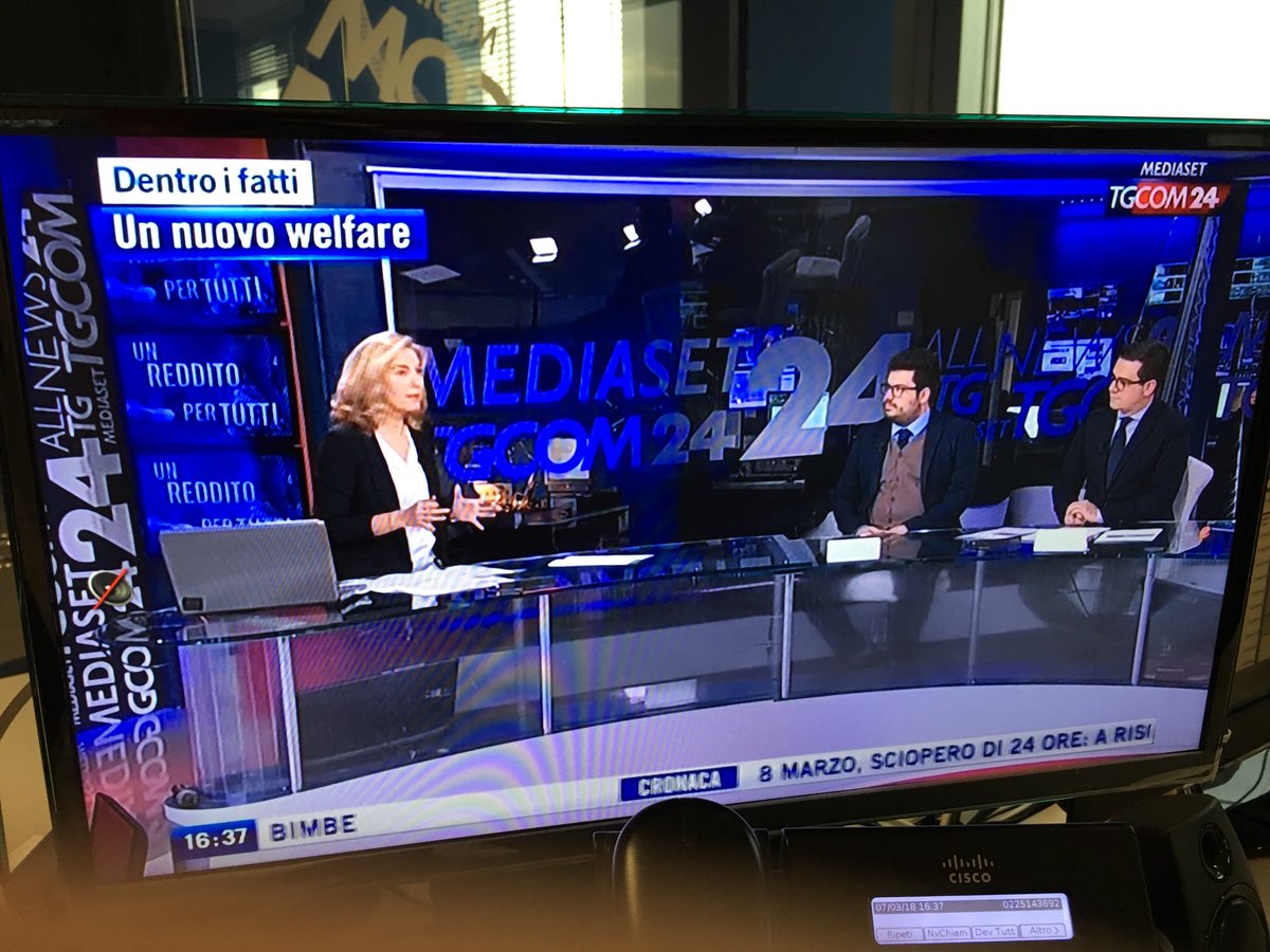 FranciMortaro's tweet photo. Now on air a @MediasetTgcom24 si parla di nuovo welfare con @apatarga @francescoseghez https://t.co/q9a0Zl7HNY
