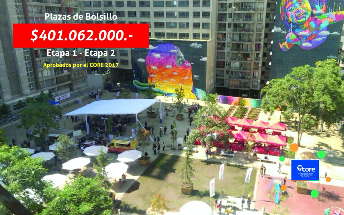 COREsantiago's tweet photo. [PROYECTOS] @COREsantiago aprobó en su gestión 2014-2018 +$400 millones para la construcción de 15 Plazas de Bolsillo en la Región Metropolitana. #SomosCoreRM siempre en grandes proyectos!
+info en 👉 https://t.co/aVnyNpNgUu https://t.co/NNfBDcVzb0