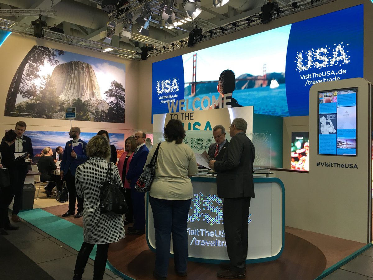 BFORcamille's tweet photo. Great opening to ITB 2018! Thanks to all the US exhibitors and @BrandUSA for making this year such a success! #brandusapavilion #itb2018 #itbberlin https://t.co/aEG8JpGnzP
